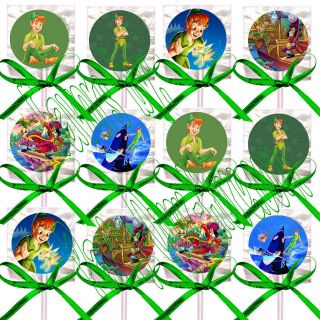 Disney Peter Pan Lollipops Candy Suckers with Green Bows Party Favors 