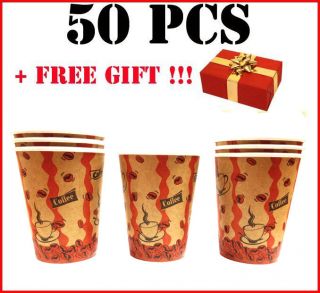  Disposable Cafe COFFEE Paper Hot Tea/ Coffee Cups 8oz 250ML+GIFT CUP 