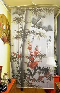 Screen Curtain Room Divider Chinese Painting of Plants