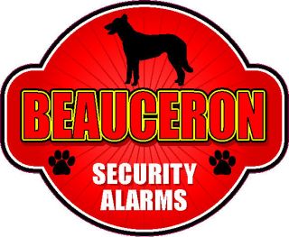 BEAUCERON SECURITY ALARMS 5 X 6 DIE CUT PROTECTION ALARM DOG STICKER