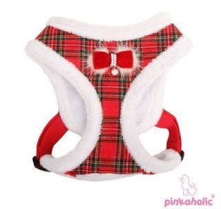 New Pinkaholic Puppia Dog Harness Fleece Lined  CHECKERED RED   S, M 