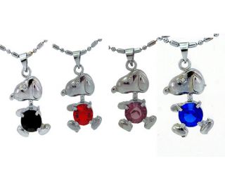 Charm Children Jewelry Colorful Rhinestone Snoopy Dog Pendant Chain 