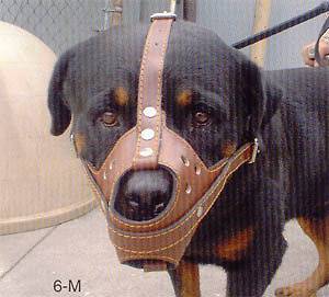 Top Dog Leather Dog Muzzle Black Large 3/4 Straps Model 5 M