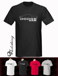 Dodge Ram Truck outline Different color shirts, white, black, red 
