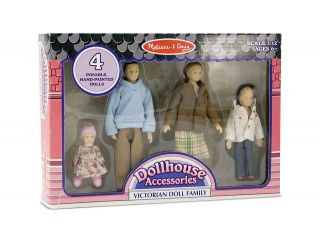 Melissa and Doug Caucasian Doll House Family of 4, Mom Dad and 2 
