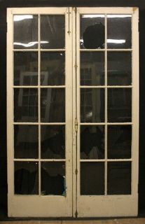   Pair French Interior Double Doors 20 Window Wavy Glass Lite Pane