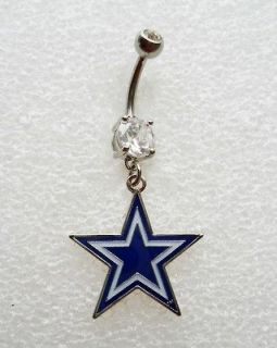   COWBOYS FOOTBALL STAR Navel Belly Button Ring BODY JEWELRY Piercing 22