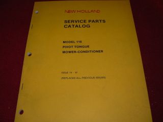 New Holland 116 Haybine Original Dealers Parts Book