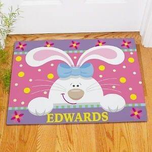   Easter Bunny Doormat Family Name Welcome Easter Doormat Door Mat