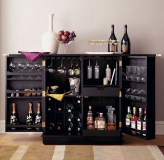 NEW Steamer Folding Wine Liquor Bar Cabinet in Black
