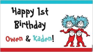 Custom Dr. Seuss Cat in the Hat Thing 1 and Thing 2 Party Banner 