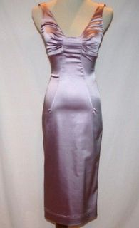 1041 DOLCE & GABBANA Lilac Fitted Stretch Satin Dress XSmall 36
