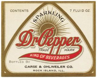 Old soda pop bottle label DR PEPPER King of Beverages early one new 