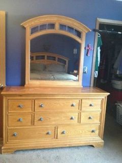 Wooden Dresser with 8 drawers and Large Vanity Mirror