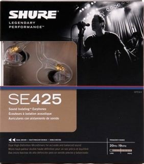 New Shure SE425 Dual Drivers Sound Isolating In Ear Earphone Earbuds 