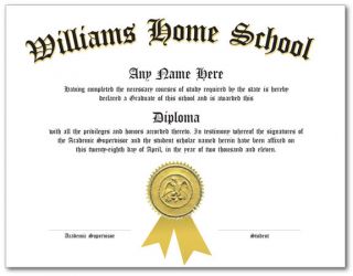 Custom Home School Diploma Certificate   Homeschool Schooling High 