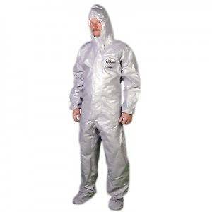 DuPont Tychem F chemical suit,Hazmat,ho​oded coveralls,larg​e one 