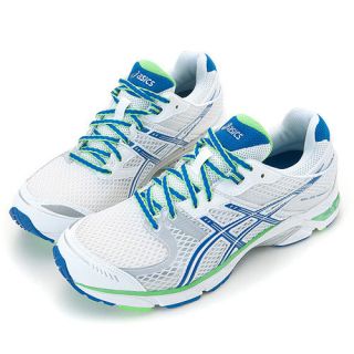 BN ASICS GEL DS TRAINER 17 Running Shoes White, Blue, Neon Green T212N 
