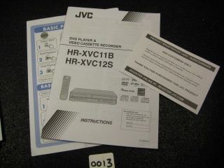  HR XVC12S DVD Player Video Cassette Recorder VHS Instruction Manua