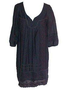 Massimo Dutti Blue Cotton Silk Tunic Boho Shift Summer Dress Size 12