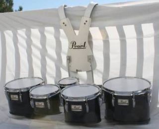 Pearl Marching Tom Drums Quint Set of 5 + Storage Case & Vest Carrier