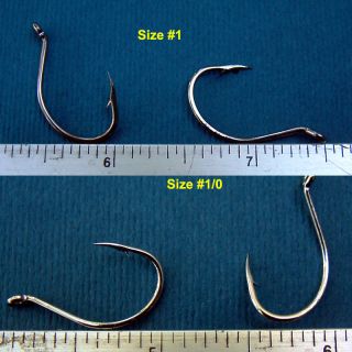 Eagle Claw #1, #1/0 Nickel Lazer Sharp Rig Hooks (Great for Worm 