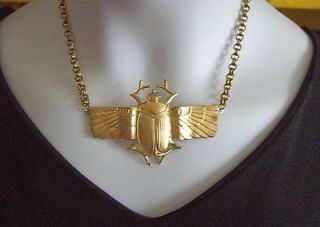   *USA* Findings,Egypt​ian Rev,Scarab,Win​gs, Aged Brass Necklace