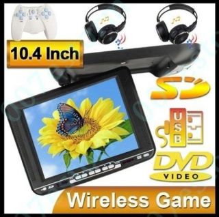   Roof Flip Down Car DVD Player Ceiling Monitor USB SD Games Headsets