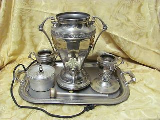 VINTAGE WESTINGHOUSE PERCOLATOR,TRAY,SUGAR, CREAMER BREAKFAST SET ART 