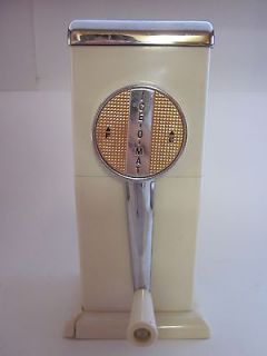 Vintage 50s White Chrome Ice O Mat Ice Crusher Wall Mount Hand Crank 