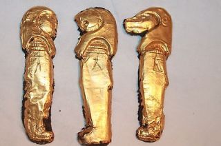 GOOD RARE ANCIENT EGYPTIAN GOLD SONS OF HORUS (3) APPLIQUES FIGURES c 