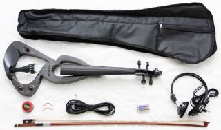 NEW 4/4 BLACK ELECTRIC Violin+GIGBAG CASE+BOW+HEADP​HONE