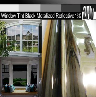 2Ply 36 x50 Home Window Tint Film Black Metalized Reflective HP 15%
