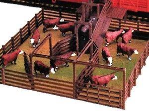 HO Cattle Stock Pen w/ Gates 12 Cows Farm Animals Life Like Kit 433 