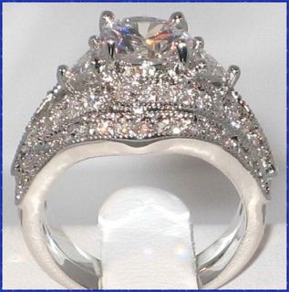   Queen Victoria 2.94 Ct. CZ Platinum EP Bridal Wedding Ring Set  SIZE 6