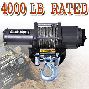  lb Electric Recovery Winch w/ Line Stopper Gloves ATV Trailer Truck 