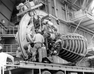 Space Shuttle Main Engine Hoisted into Test Stand Space Shuttle 8X12 