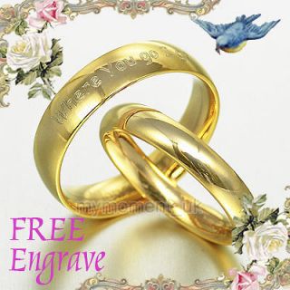   Engrave Wedding Engagement Bands Titanium Couple Ring Set Sz4 15