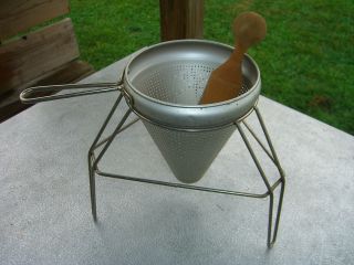 Tomato Metal Strainer Juicer with stand & wooden masher