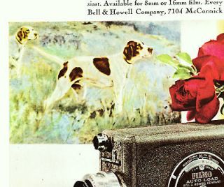 1947 Ad ~ Bell & Howell Movie Camera ~ ENGLISH POINTER DOG