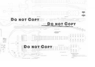   EDS1275® Double Neck Guitar Plan  Actual Size   full scale drawing