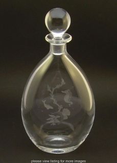 Vintage Orrefors Signed Etched Glass Crystal Decanter Sea Theme 