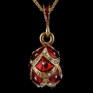 Red Enameled Faberge Pendant