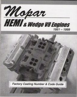 Chrysler hemi wedge engine casting number code book
