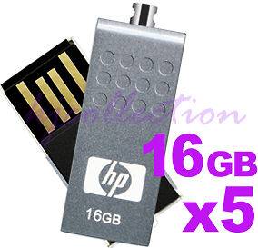 HP v115w 16GB 16G USB Flash Pen Drive Disk Swivel Pocket Memory Lot of 