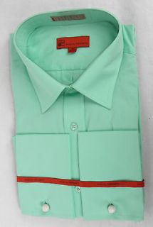 Pascal Morabito Teal/Mint Green Button Front Dress Shirt 17 36/37 