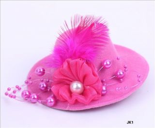 1pc Mini Top Hat Hair Clip Feather Flower Cocktail Party Hair Decor 