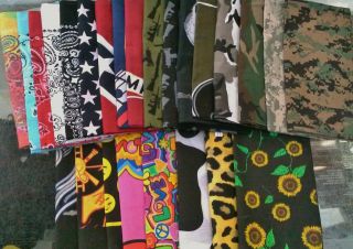 26 Different Bandannas Patterns 100% Cotton (Paisley, Military & More)