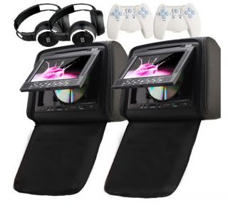 Black 7 LCD Car Stereo Headrest DVD Players LCD Monitor Wireless Game 