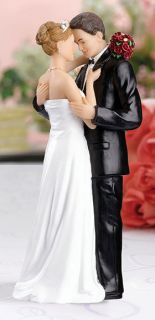 Tender Embrace Bride and Groom Wedding Cake Toppers